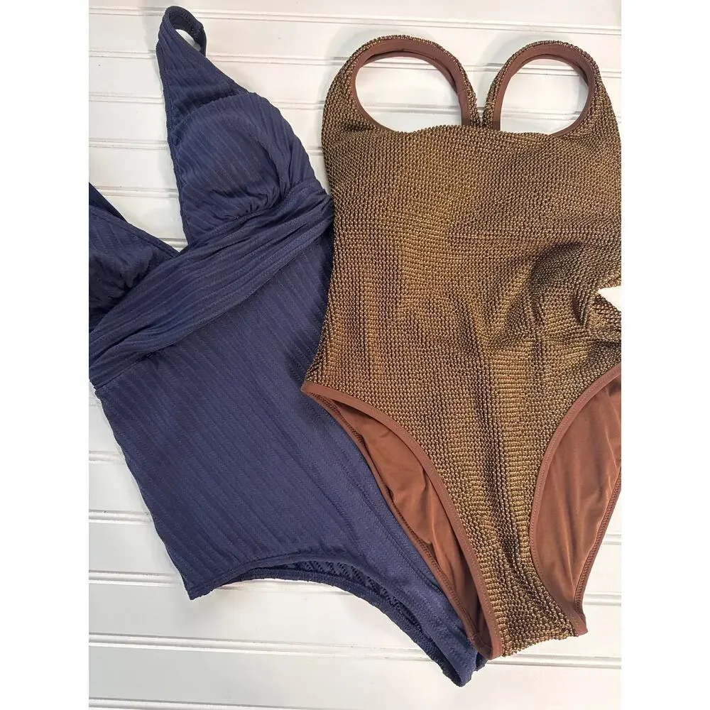 NWT J. Crew & Cupshe Lot of 2 One Piece Swimsuits 1-PC Bathingsuit BUNDLE Sz S 4